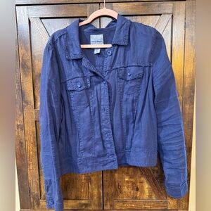 Tommy Bahama Two Palms Linen Raw Edge Jacket Blue Size L
